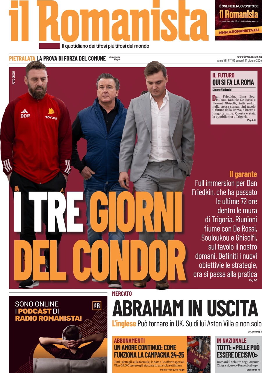 anteprima della prima pagina di il-romanista del 14/06/2024