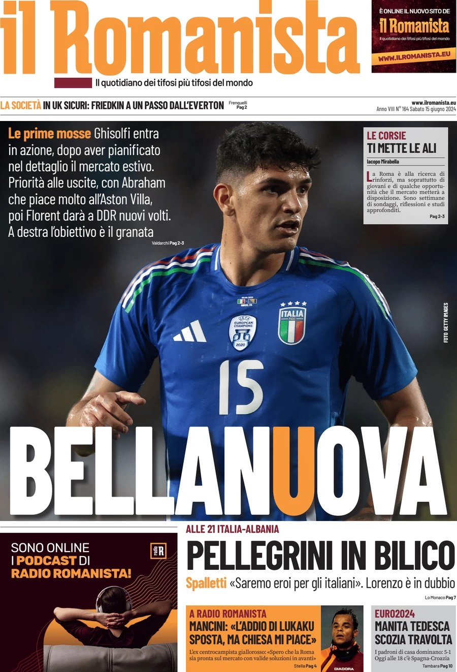 anteprima della prima pagina di il-romanista del 15/06/2024