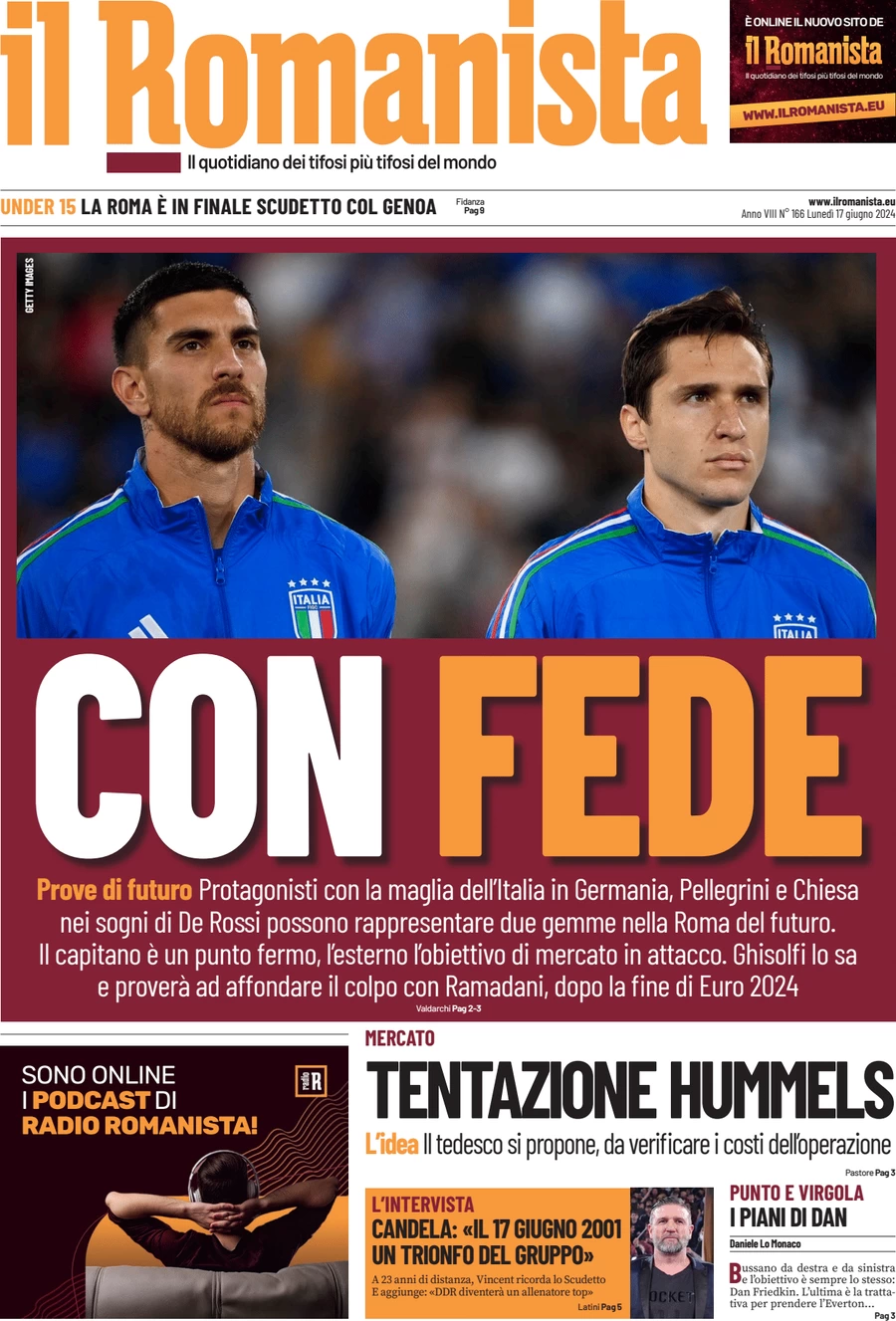 anteprima della prima pagina di il-romanista del 16/06/2024