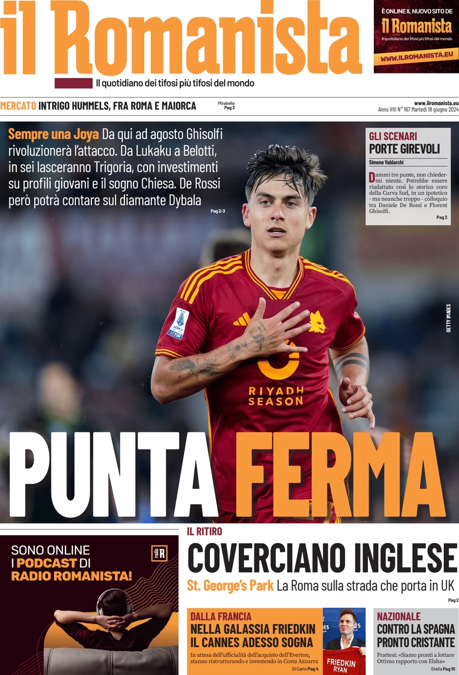 anteprima della prima pagina di il-romanista del 18/06/2024