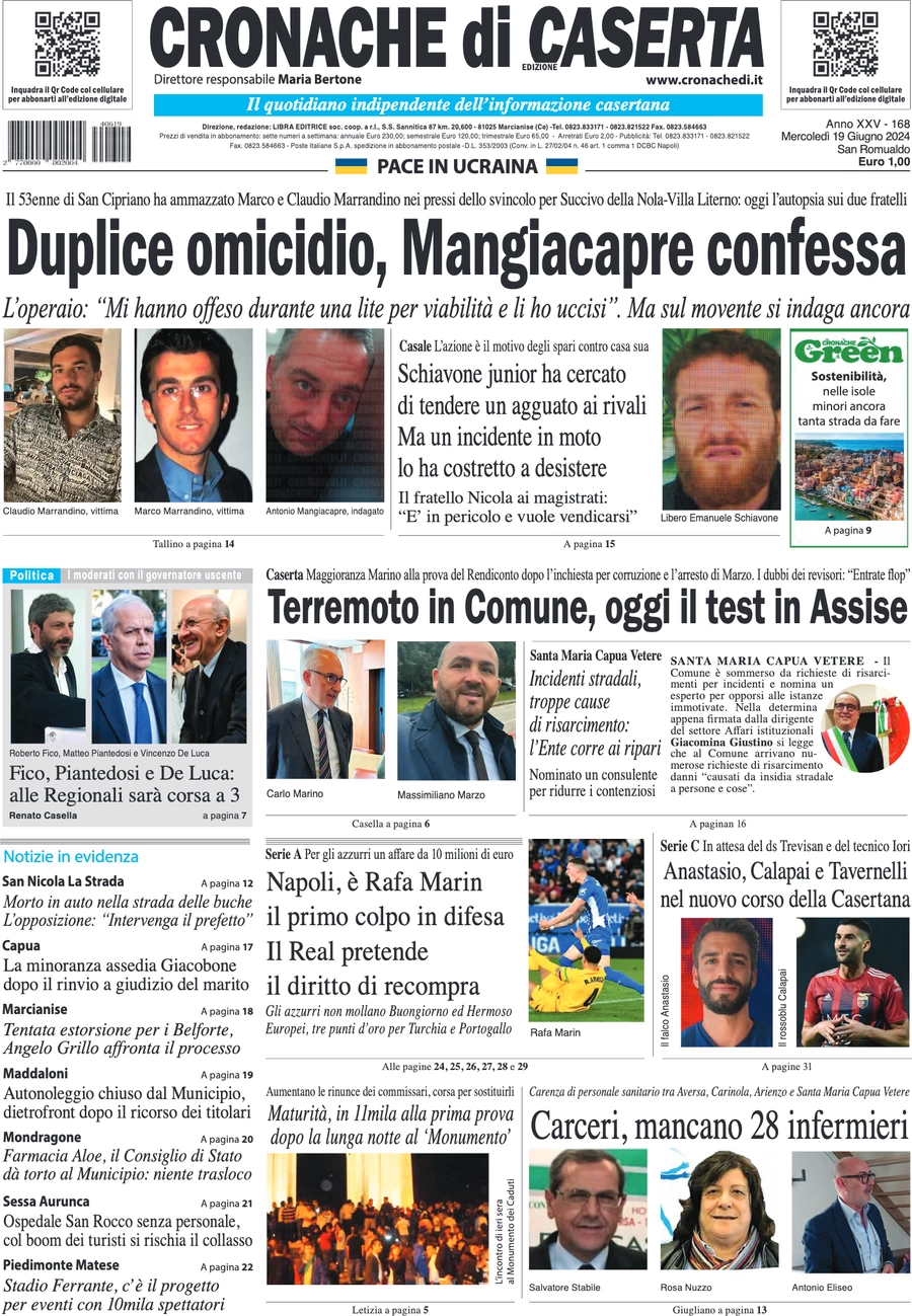 anteprima della prima pagina di cronache-di-caserta del 19/06/2024