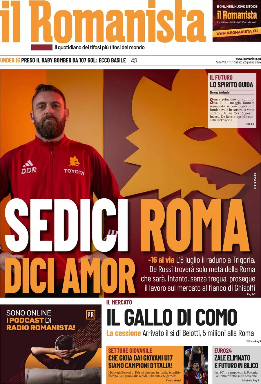 anteprima della prima pagina di il-romanista del 22/06/2024
