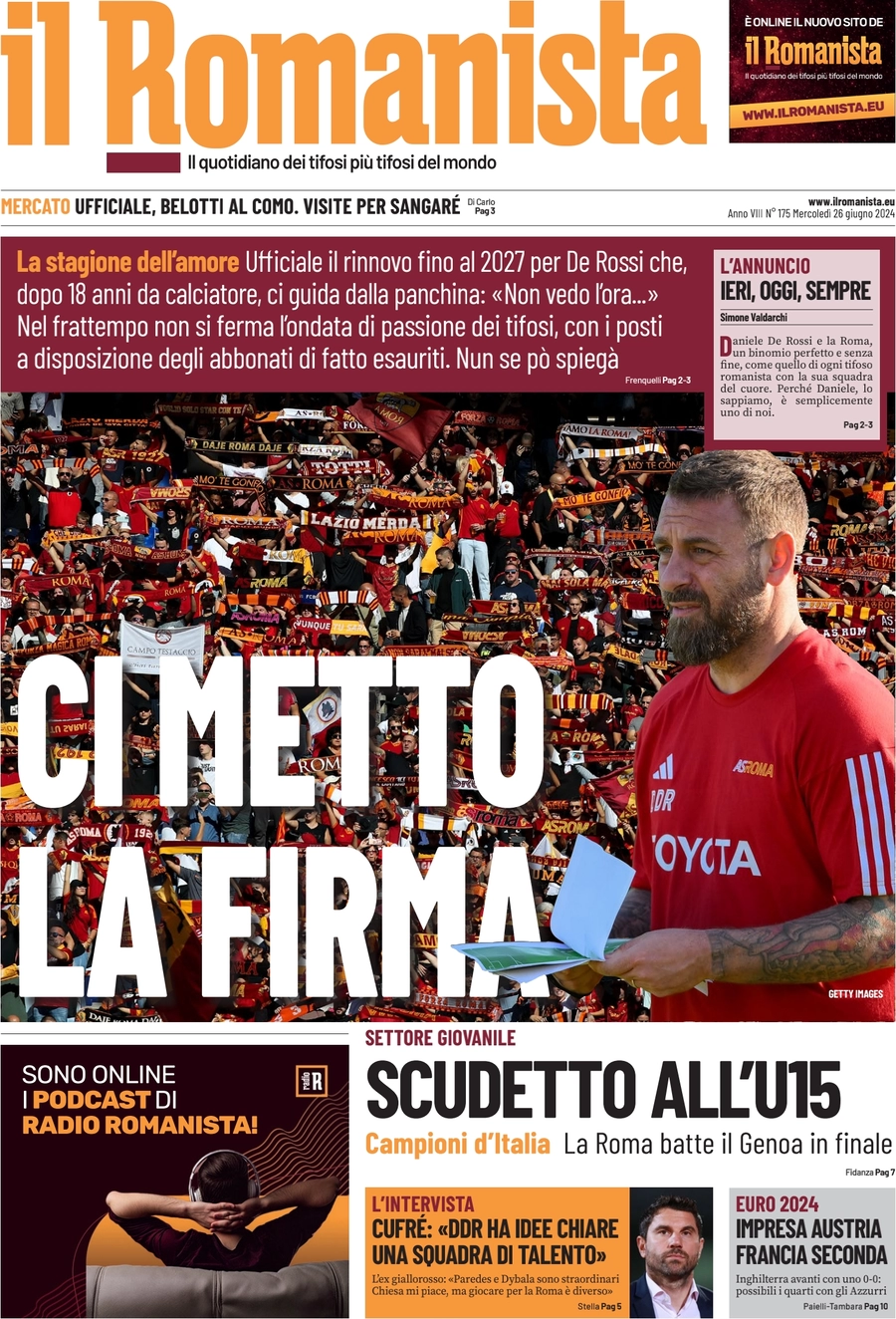 anteprima della prima pagina di il-romanista del 26/06/2024
