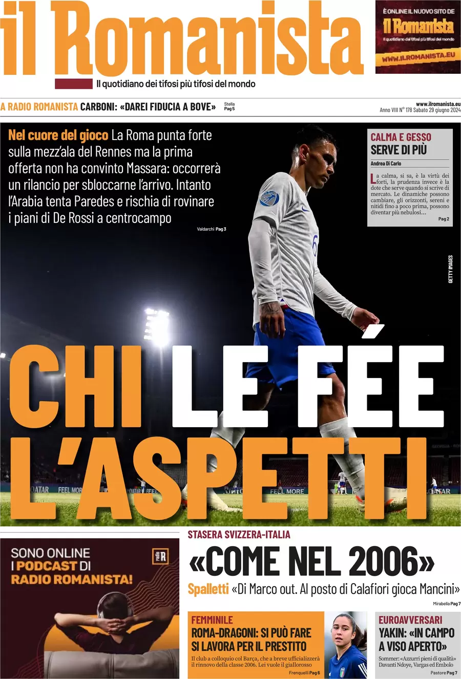 anteprima della prima pagina di il-romanista del 29/06/2024
