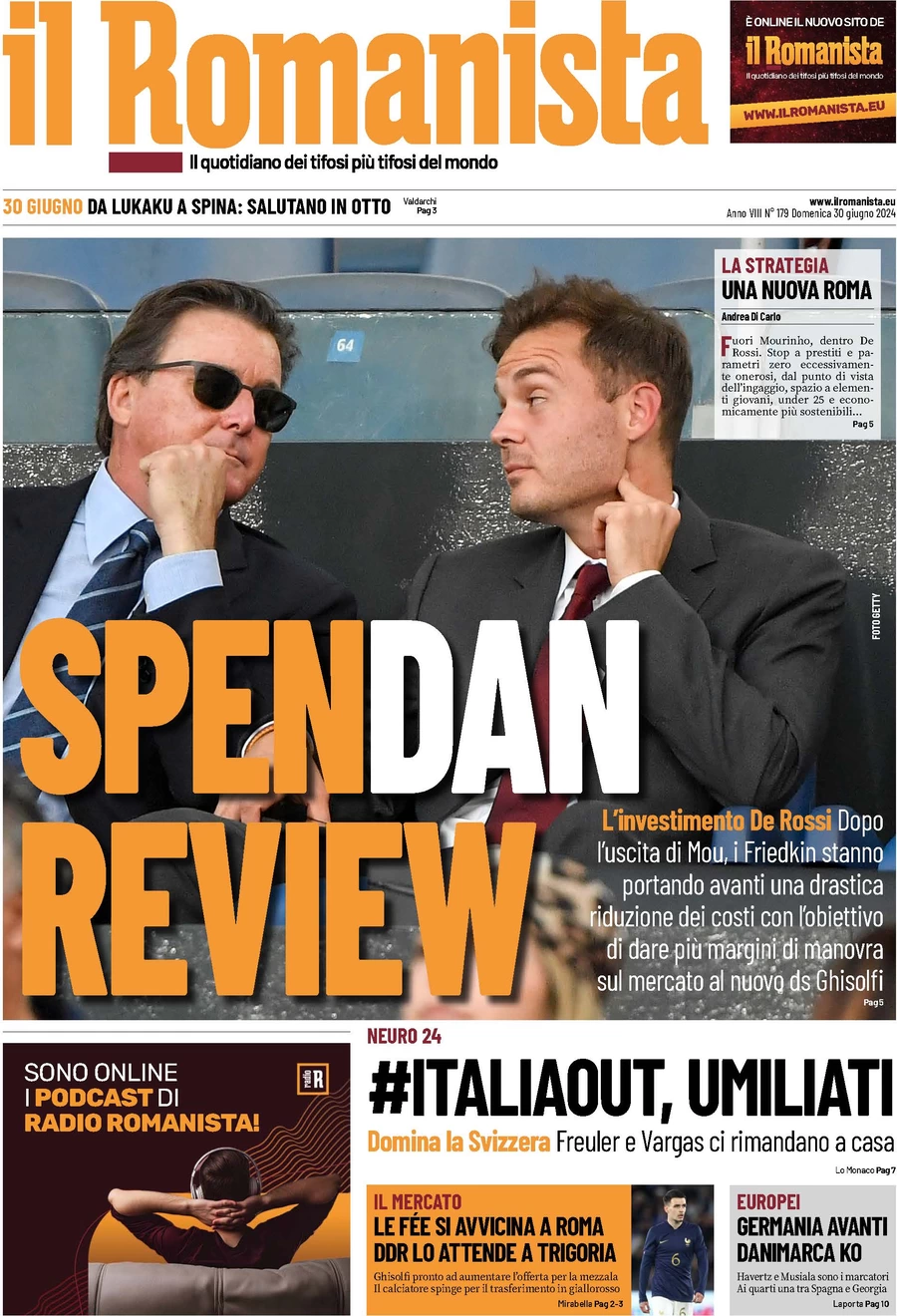 anteprima della prima pagina di il-romanista del 30/06/2024