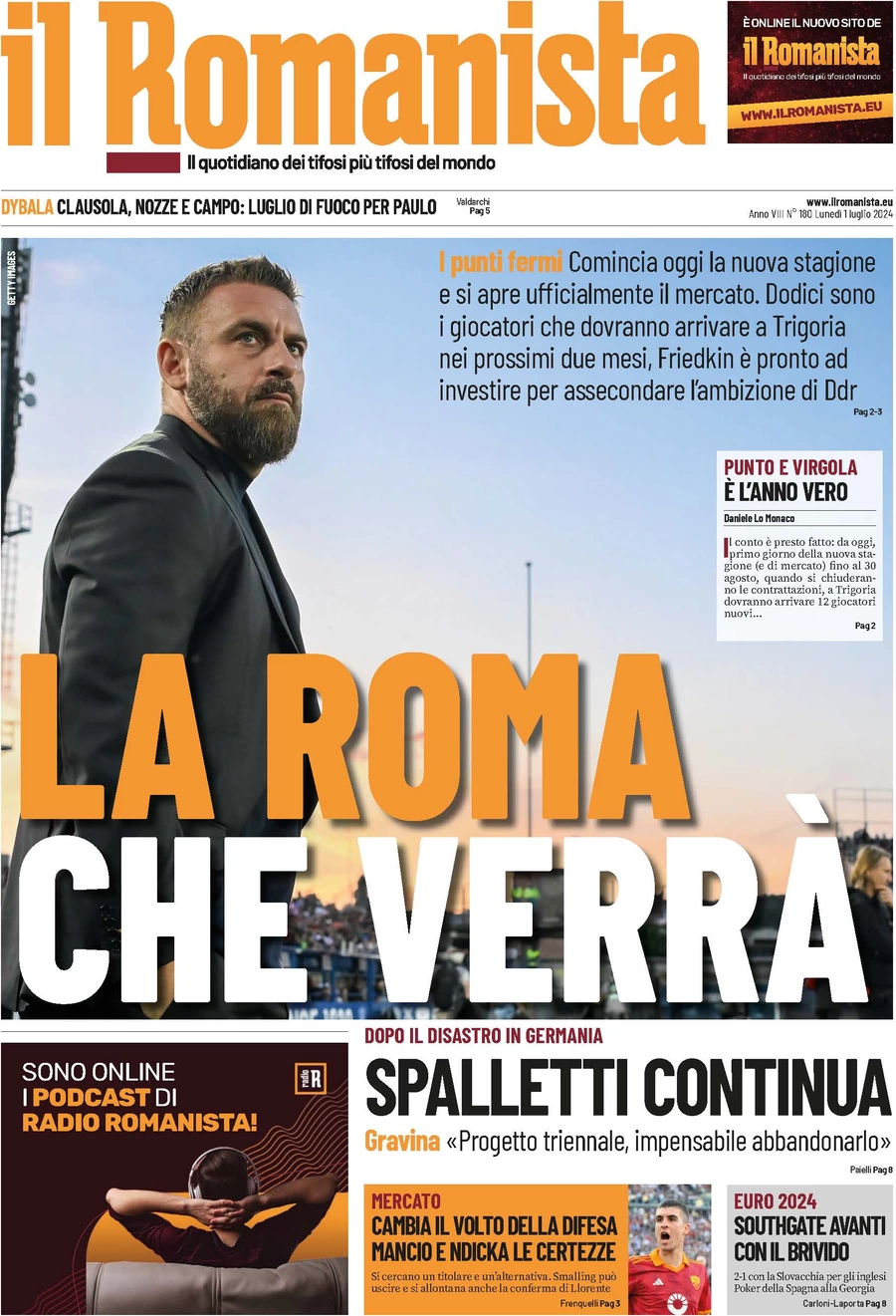 anteprima della prima pagina di il-romanista del 01/07/2024