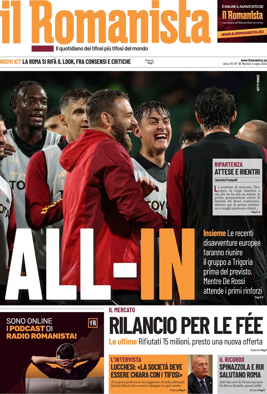 anteprima della prima pagina di il-romanista del 02/07/2024