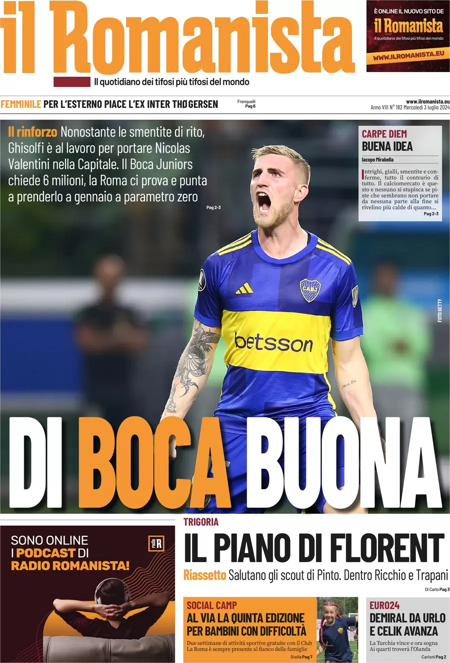 anteprima della prima pagina di il-romanista del 03/07/2024
