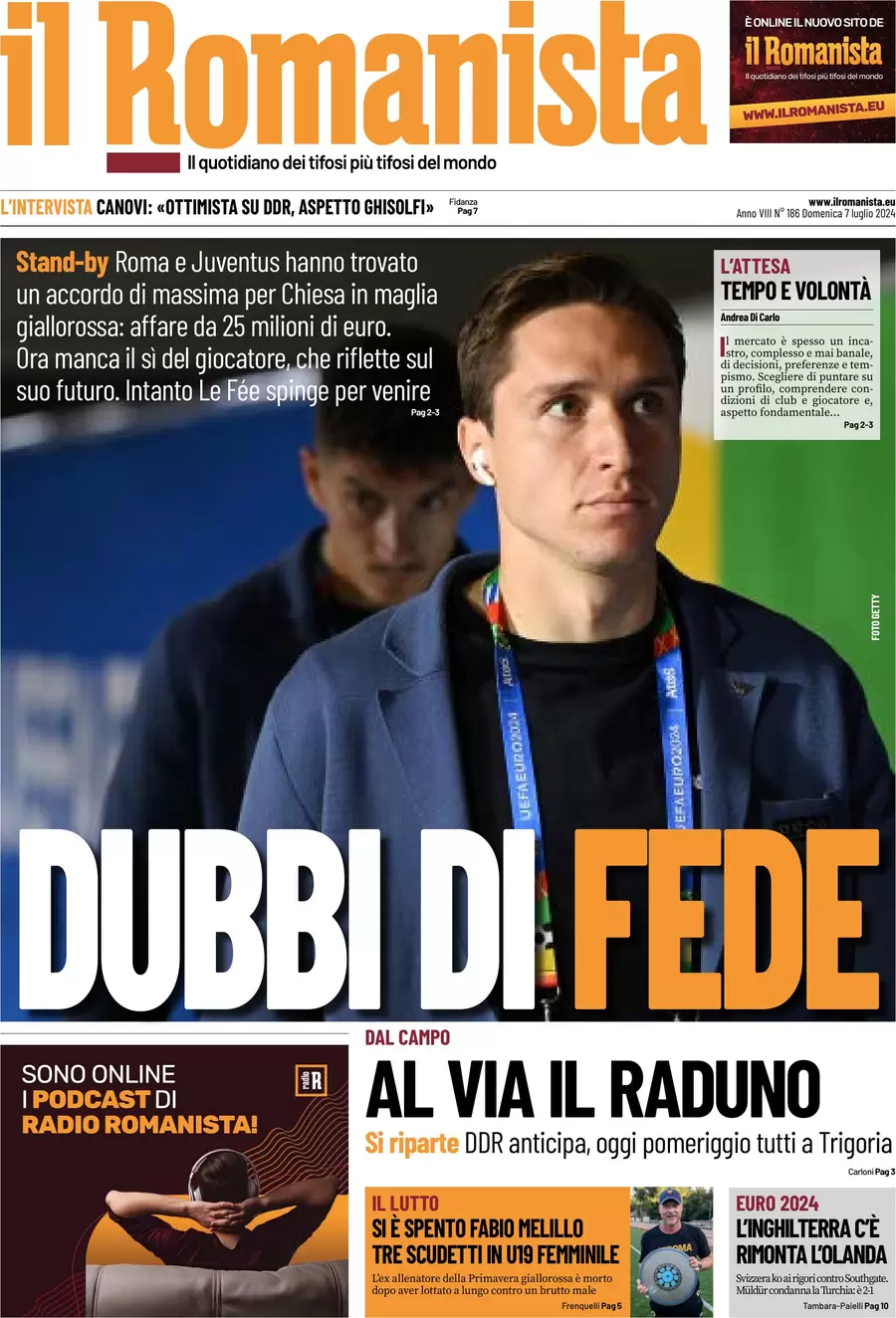 anteprima della prima pagina di il-romanista del 07/07/2024