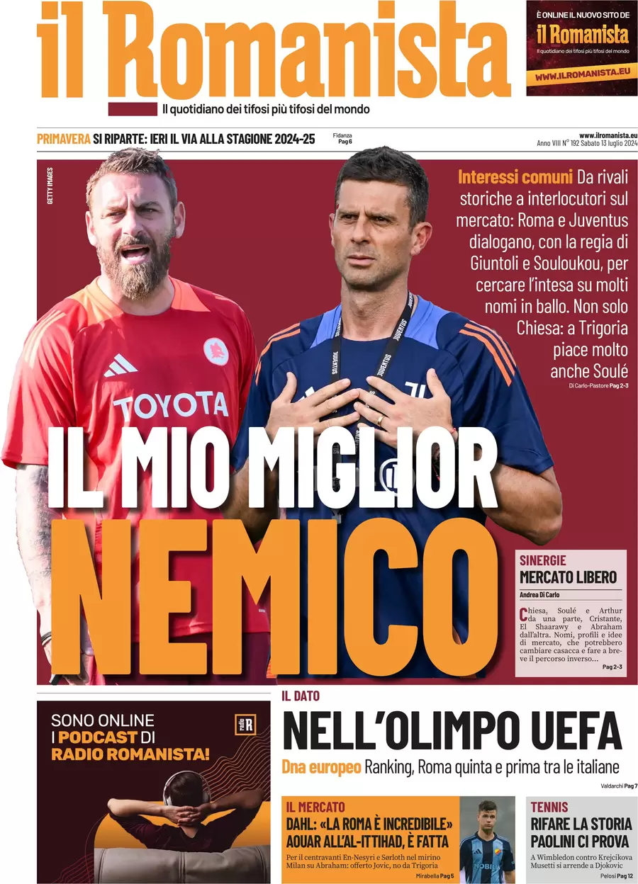 anteprima della prima pagina di il-romanista del 13/07/2024