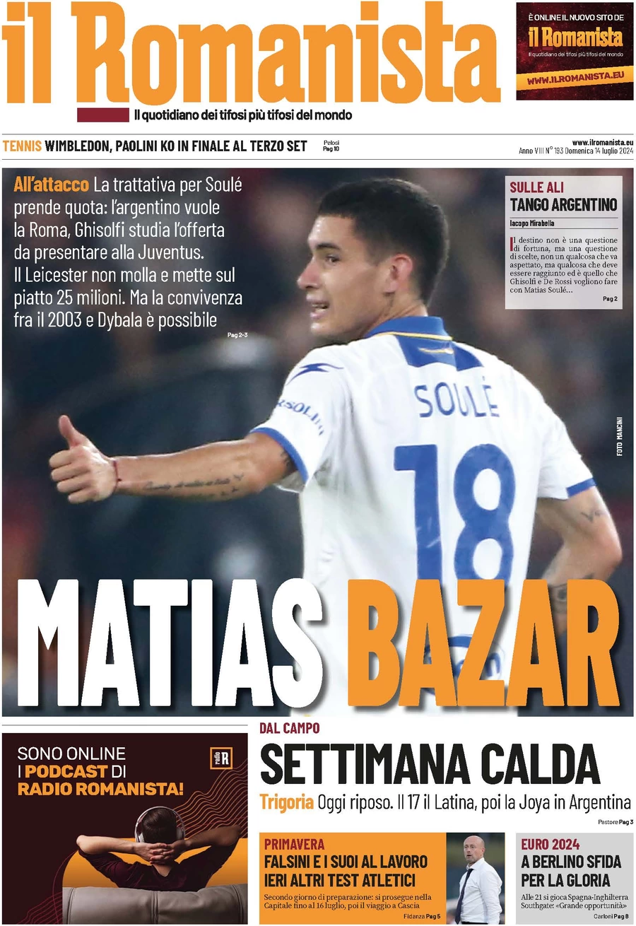 anteprima della prima pagina di il-romanista del 14/07/2024