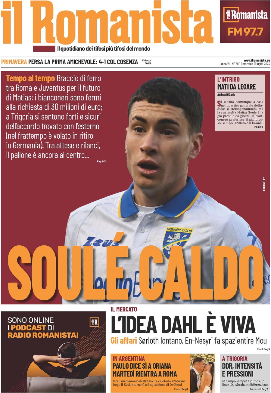 anteprima della prima pagina di il-romanista del 21/07/2024