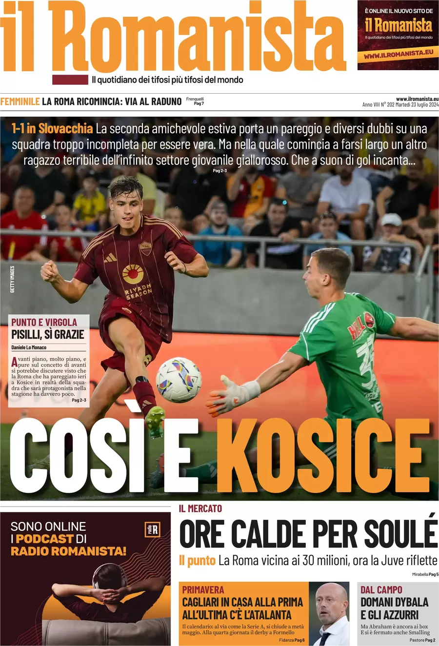 anteprima della prima pagina di il-romanista del 23/07/2024