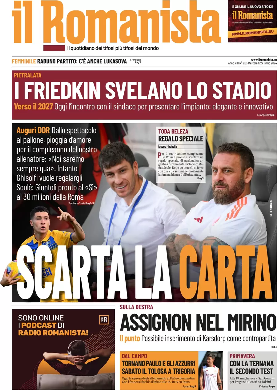 anteprima della prima pagina di il-romanista del 24/07/2024