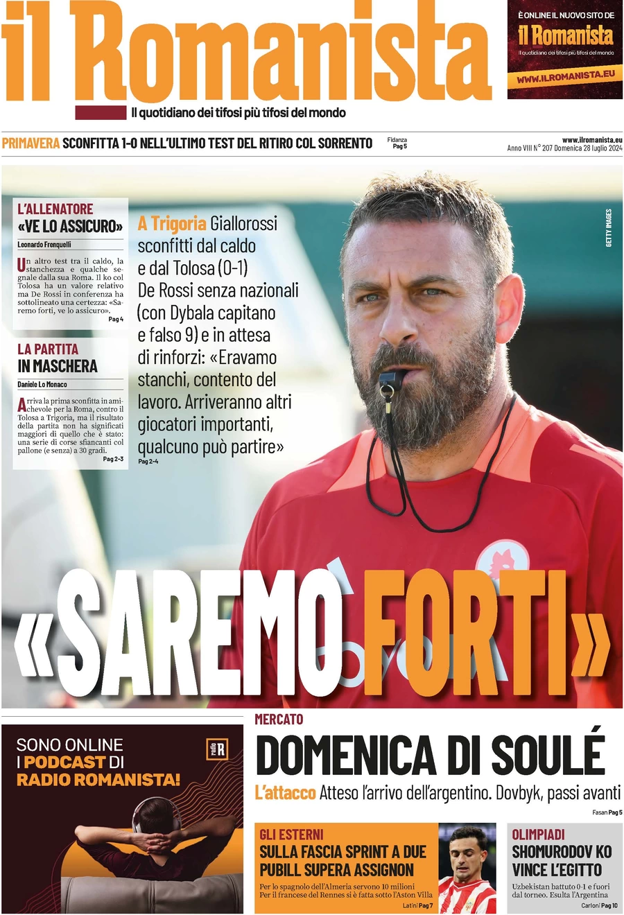 anteprima della prima pagina di il-romanista del 28/07/2024