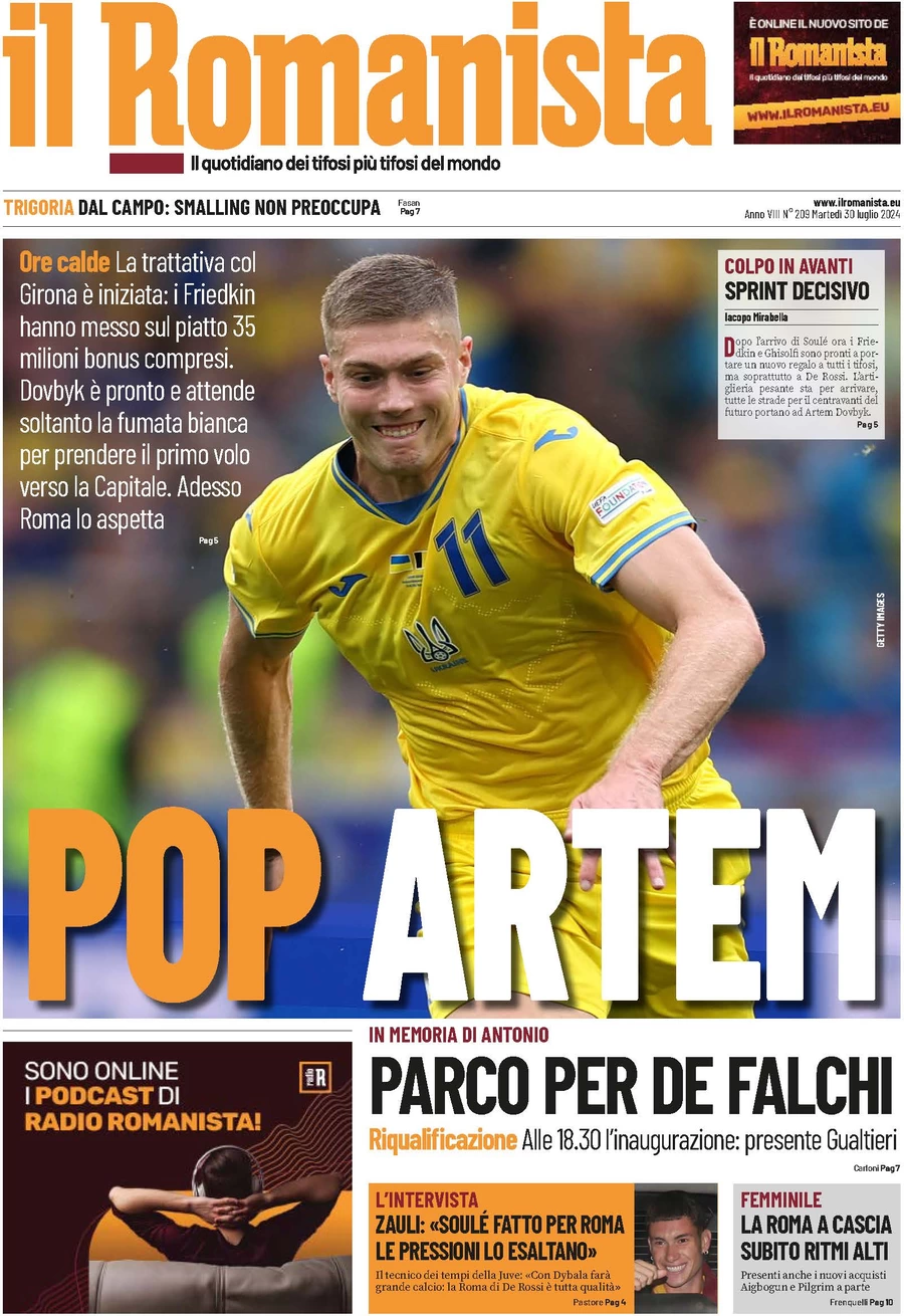 anteprima della prima pagina di il-romanista del 30/07/2024