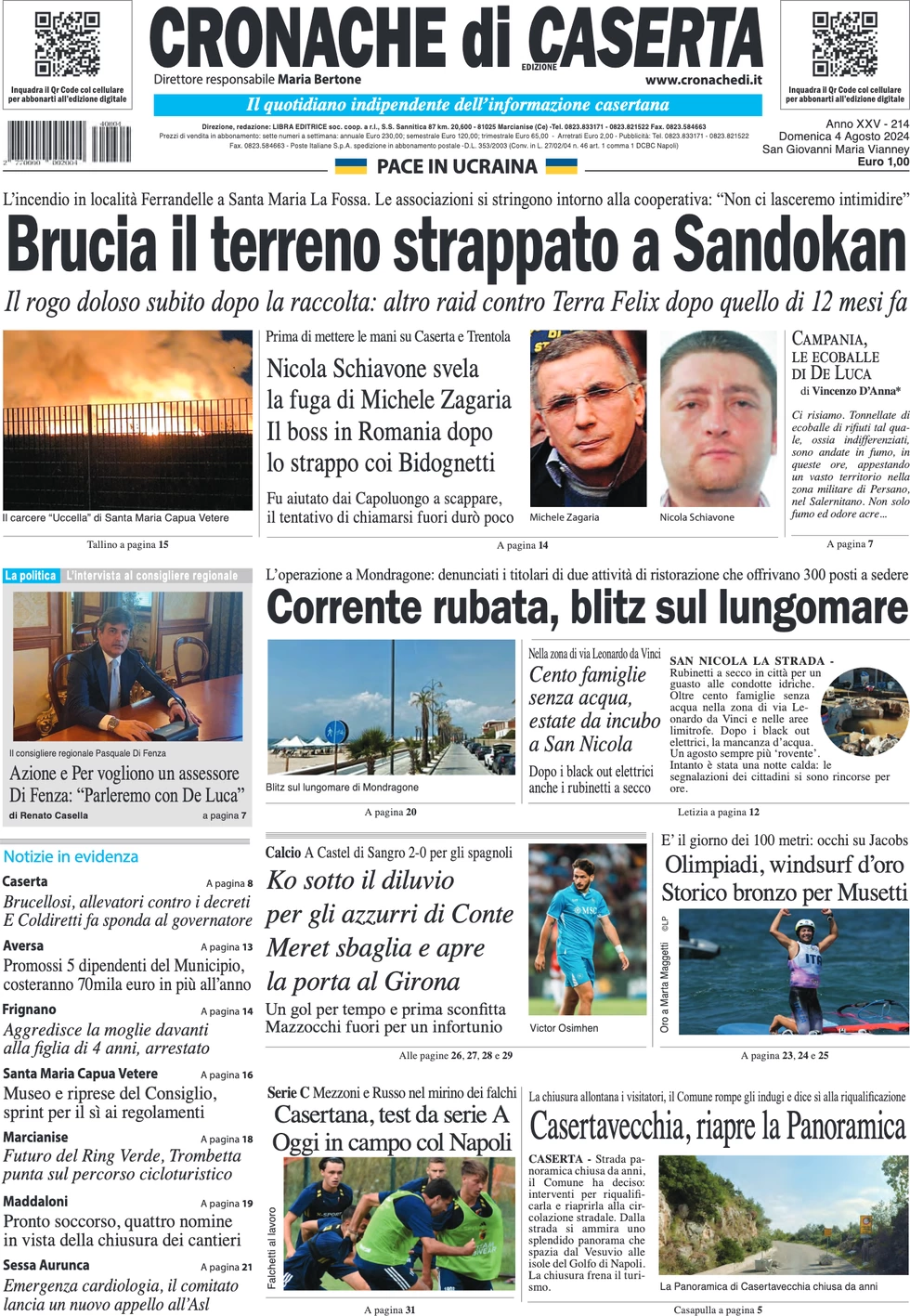 anteprima della prima pagina di cronache-di-caserta del 04/08/2024