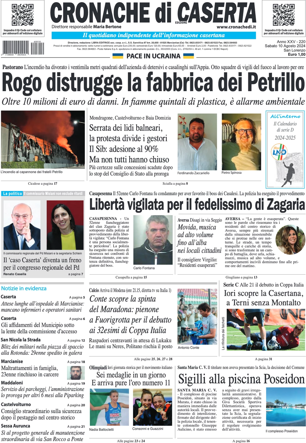 anteprima della prima pagina di cronache-di-caserta del 10/08/2024
