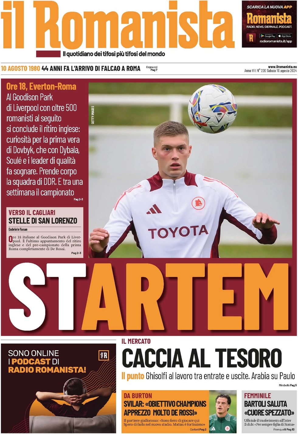 anteprima della prima pagina di il-romanista del 10/08/2024