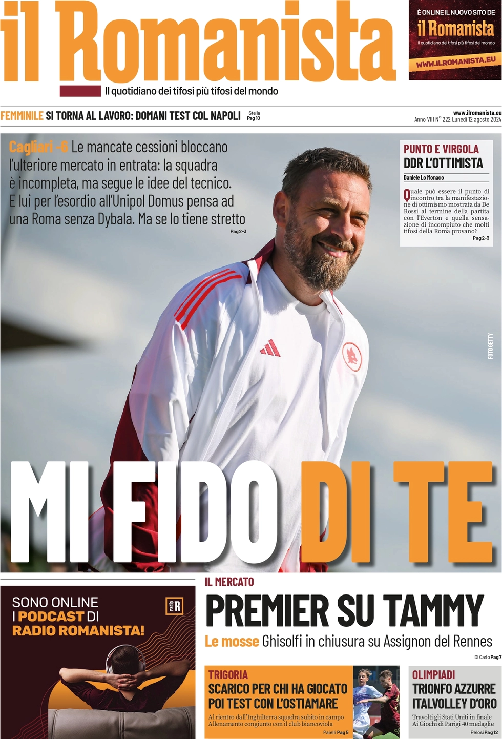 anteprima della prima pagina di il-romanista del 12/08/2024
