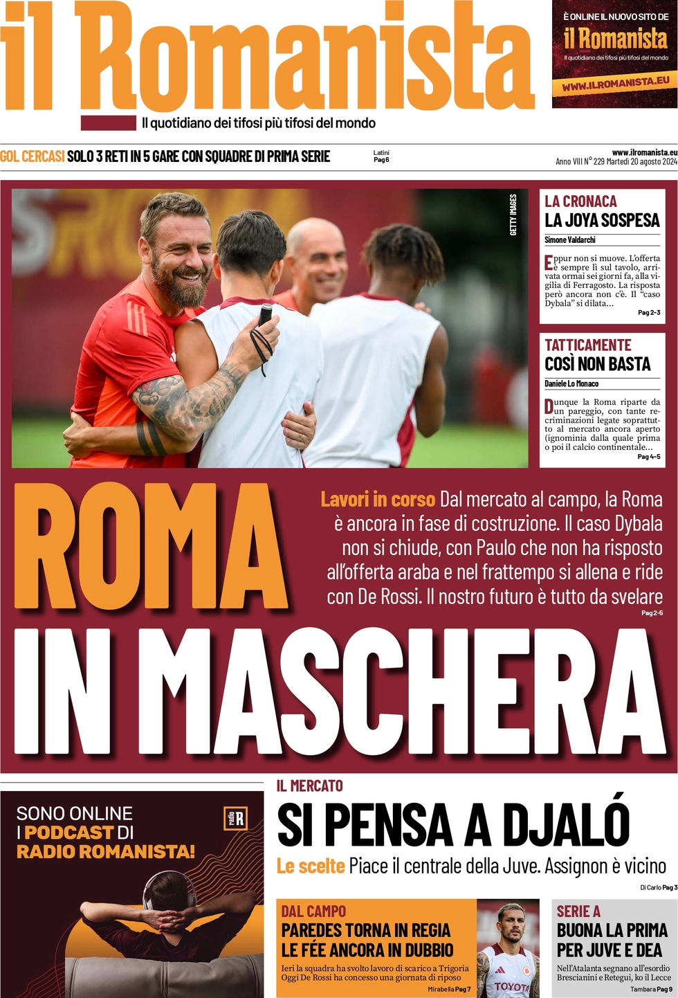 anteprima della prima pagina di il-romanista del 20/08/2024