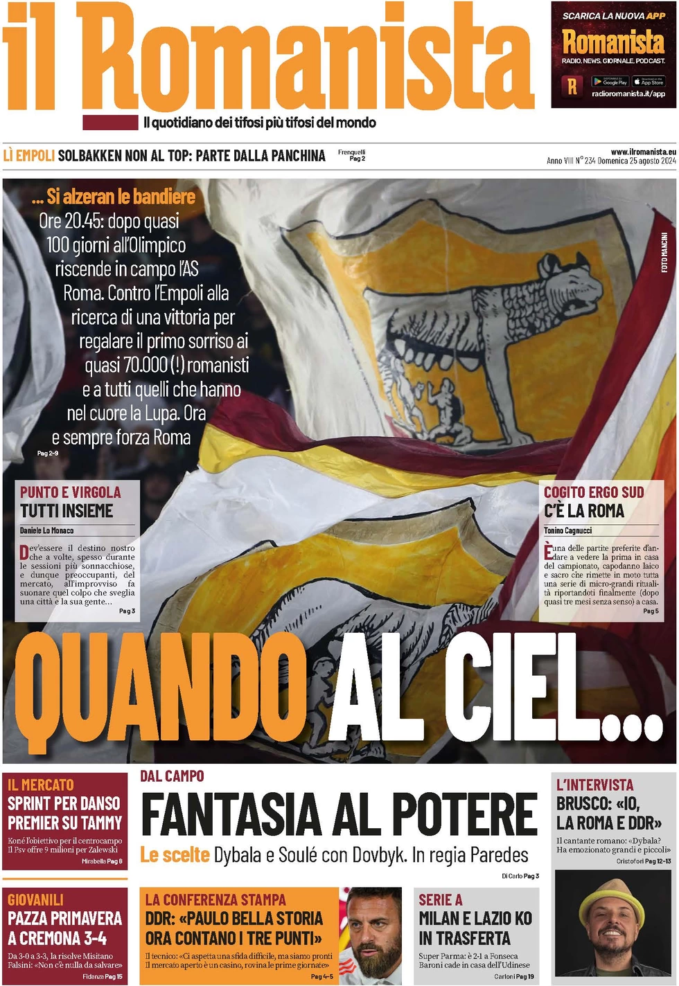 anteprima della prima pagina di il-romanista del 25/08/2024