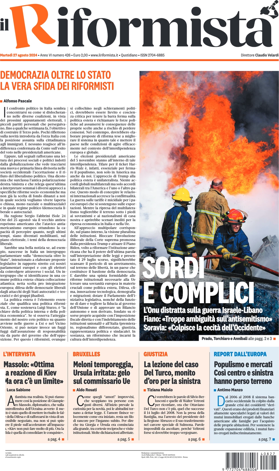 anteprima della prima pagina di il-romanista del 26/08/2024