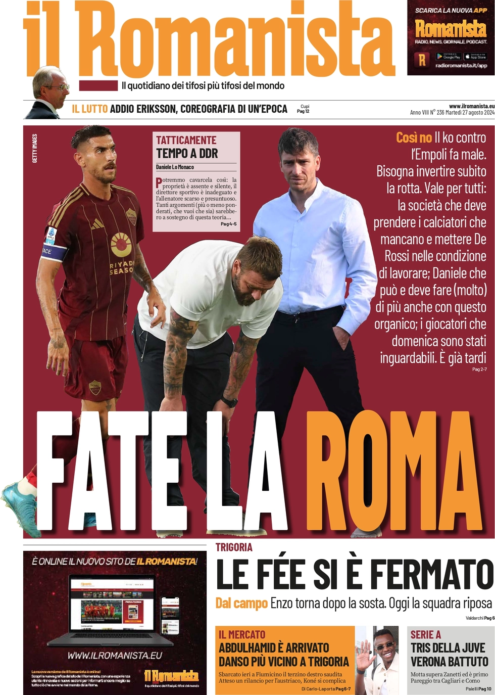 anteprima della prima pagina di il-romanista del 27/08/2024