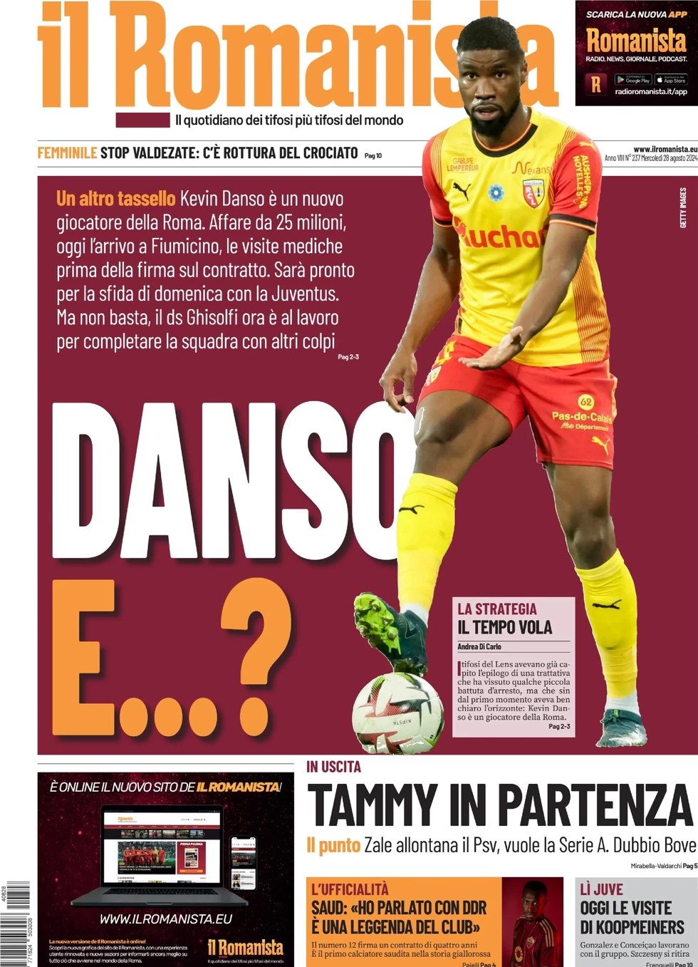anteprima della prima pagina di il-romanista del 28/08/2024
