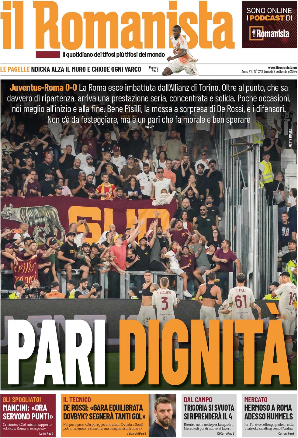 anteprima della prima pagina di il-romanista del 02/09/2024