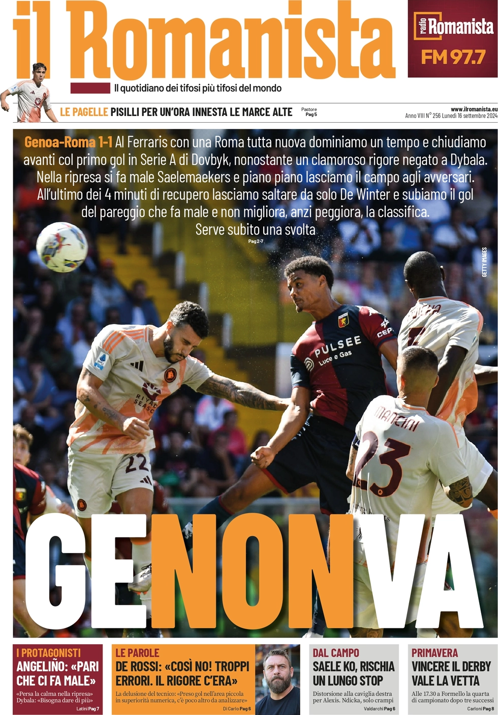 anteprima della prima pagina di il-romanista del 16/09/2024