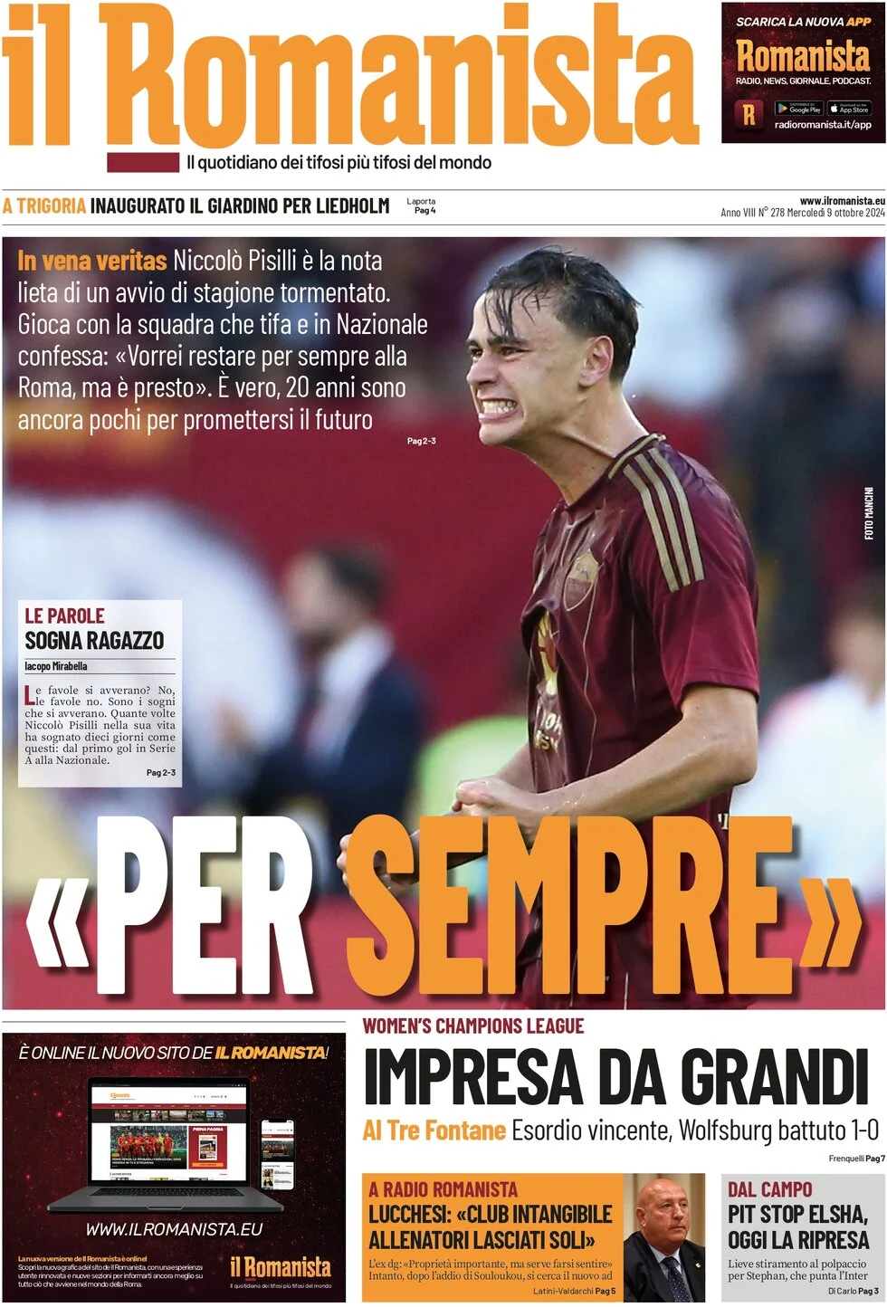 anteprima della prima pagina di il-romanista del 09/10/2024