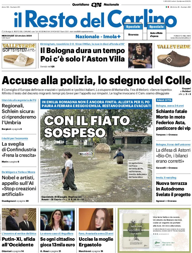 anteprima della prima pagina di il-resto-del-carlino del 23/10/2024