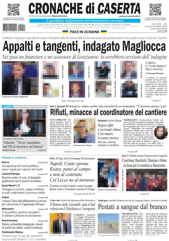 anteprima della prima pagina di cronache-di-caserta del 25/10/2024
