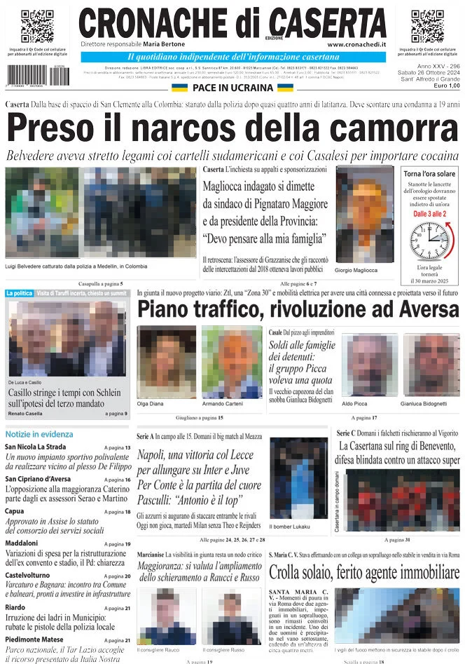 anteprima della prima pagina di cronache-di-caserta del 26/10/2024