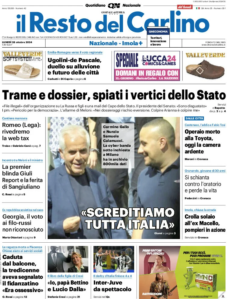 anteprima della prima pagina di il-resto-del-carlino del 28/10/2024