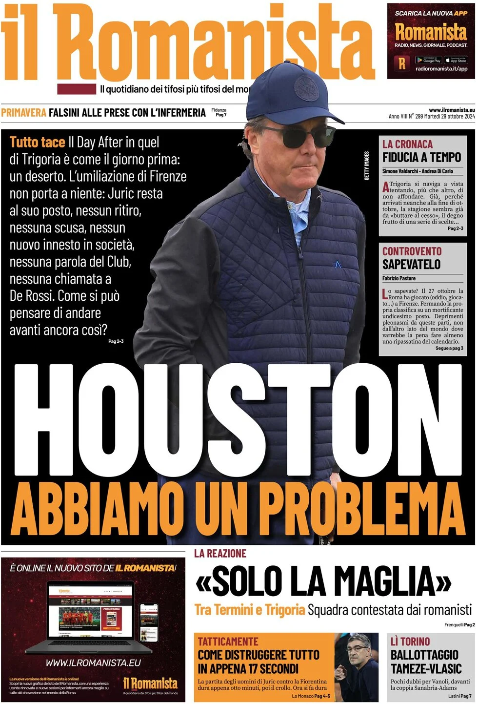anteprima della prima pagina di il-romanista del 28/10/2024