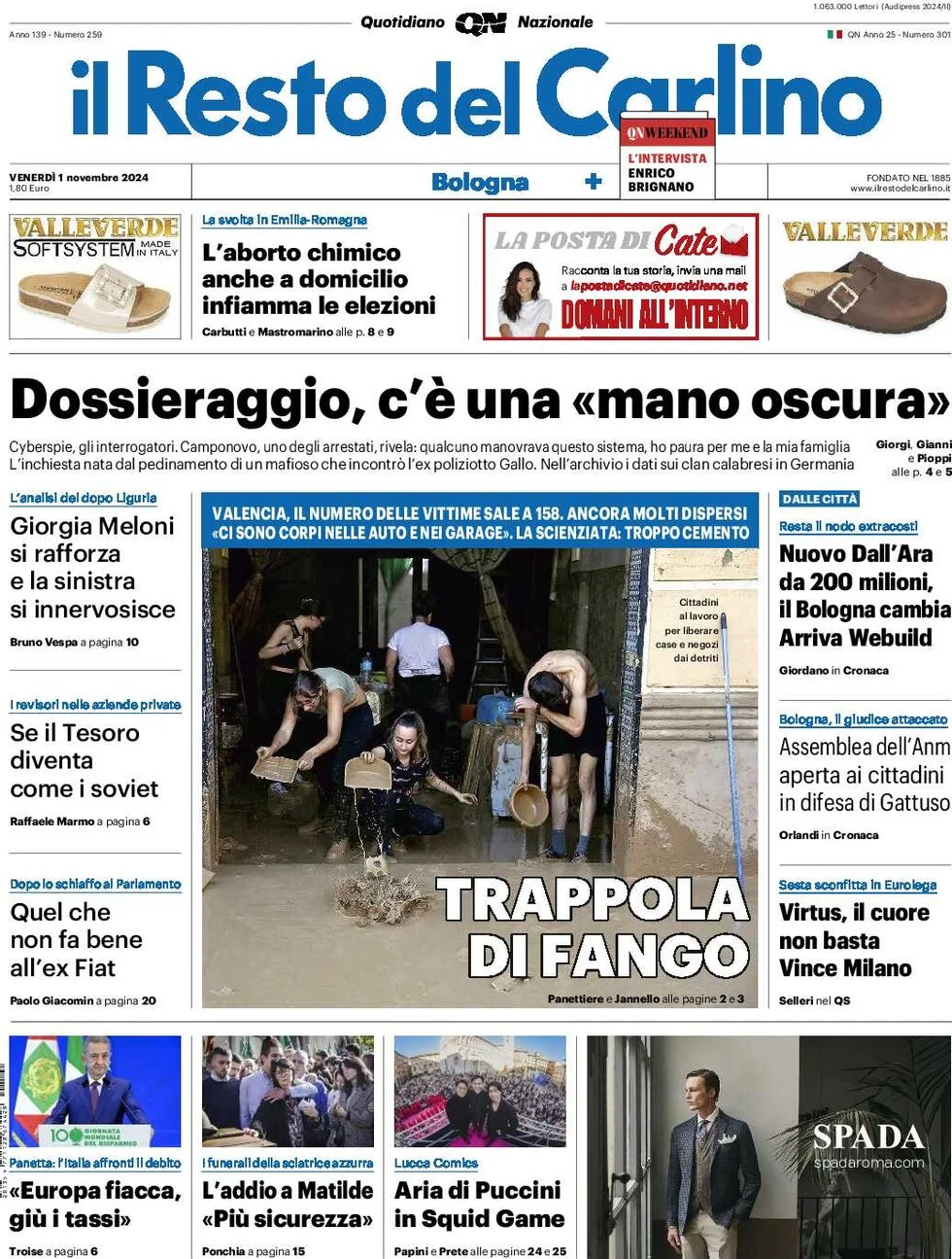 anteprima della prima pagina di il-resto-del-carlino del 01/11/2024