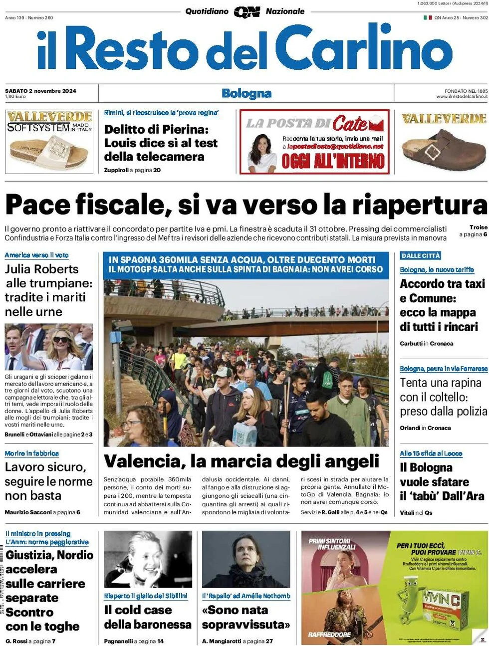 anteprima della prima pagina di il-resto-del-carlino del 02/11/2024