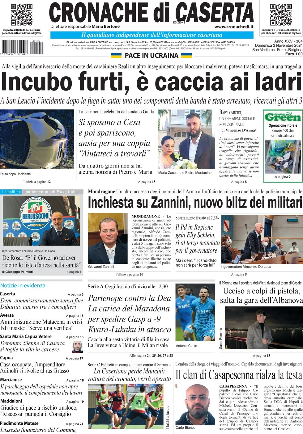 anteprima della prima pagina di cronache-di-caserta del 03/11/2024