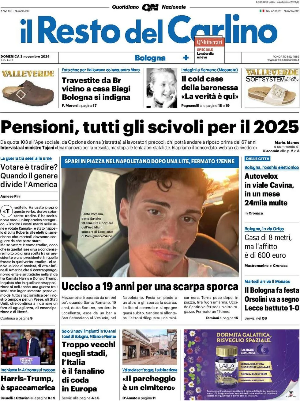 anteprima della prima pagina di il-resto-del-carlino del 03/11/2024