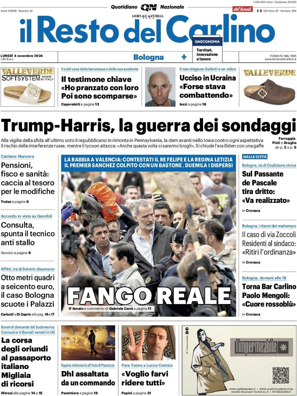 anteprima della prima pagina di il-resto-del-carlino del 04/11/2024