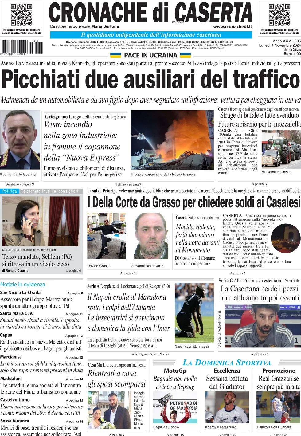 anteprima della prima pagina di cronache-di-caserta del 04/11/2024