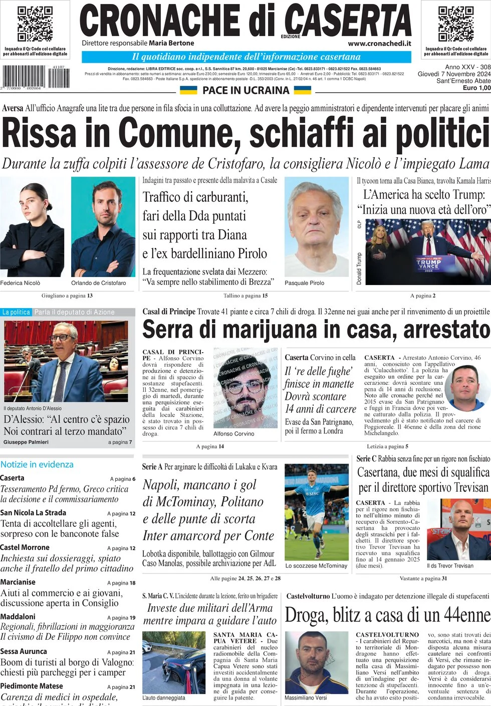 anteprima della prima pagina di cronache-di-caserta del 07/11/2024