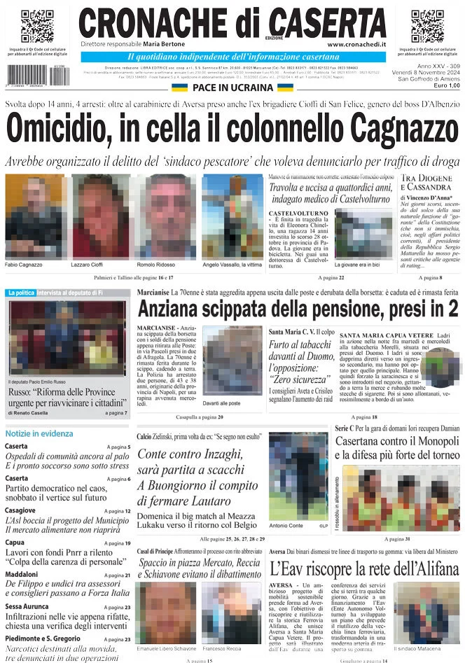 anteprima della prima pagina di cronache-di-caserta del 08/11/2024