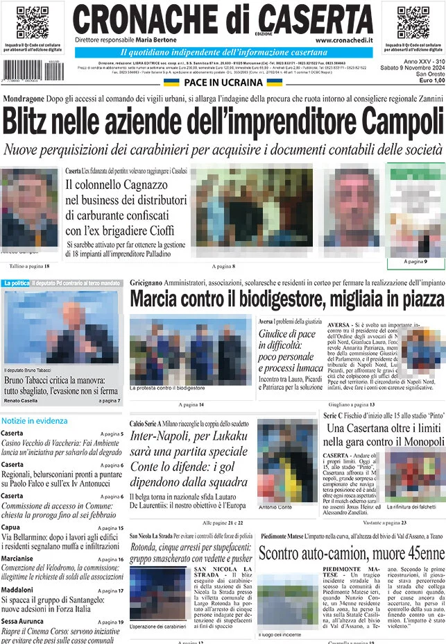 anteprima della prima pagina di cronache-di-caserta del 09/11/2024
