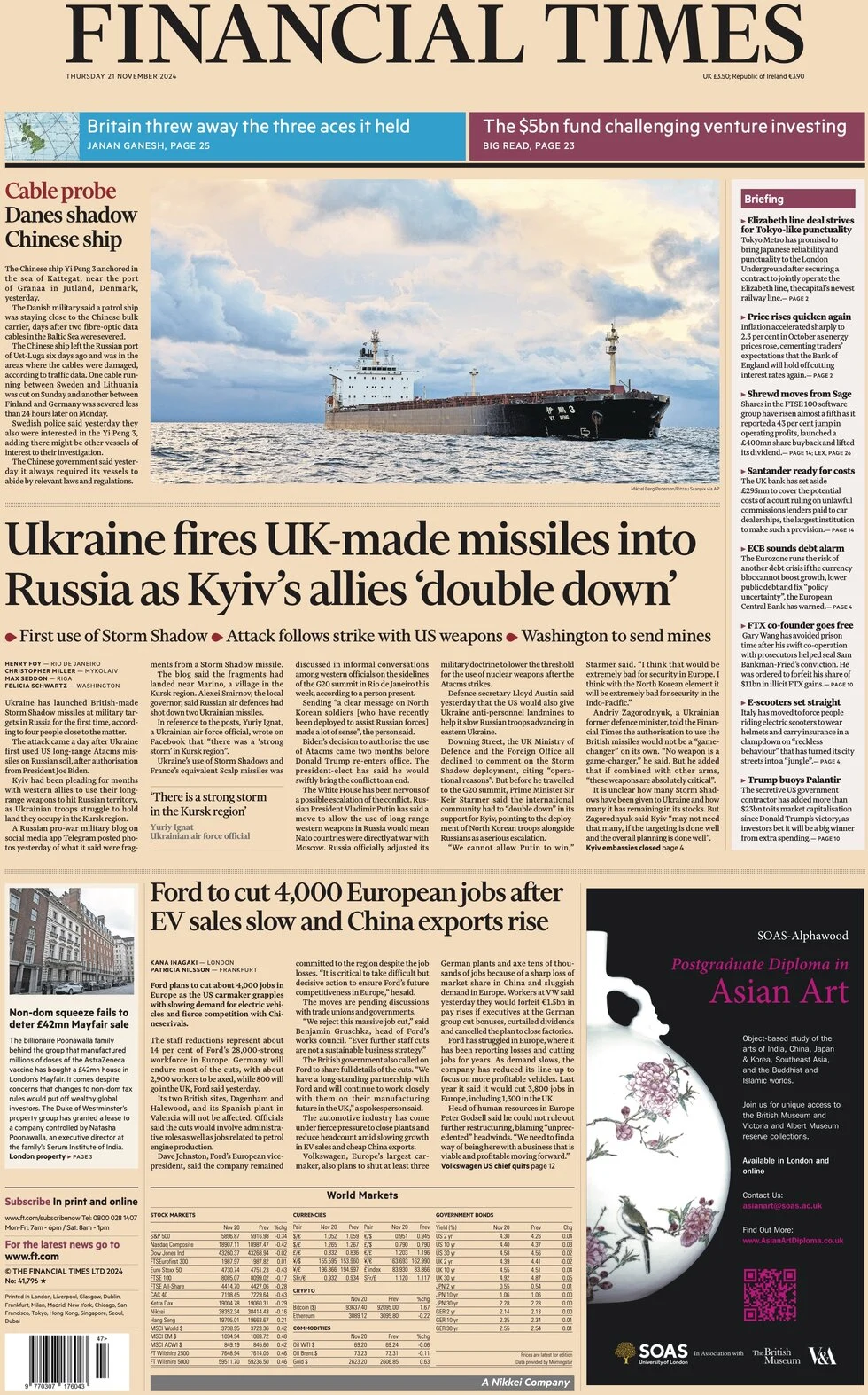 anteprima della prima pagina di Financial Times