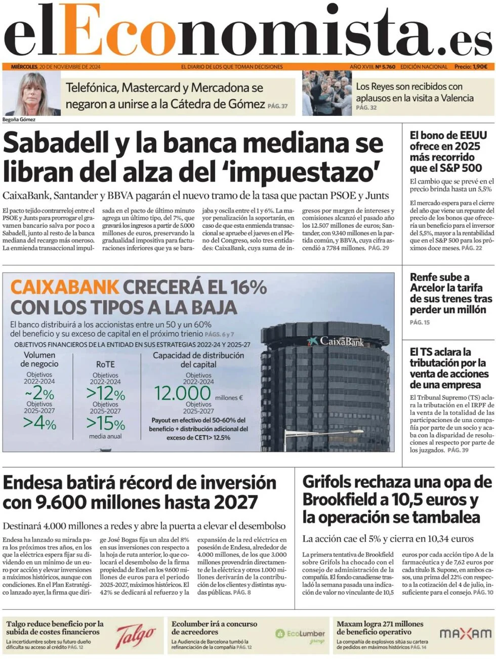 anteprima della prima pagina di El Economista