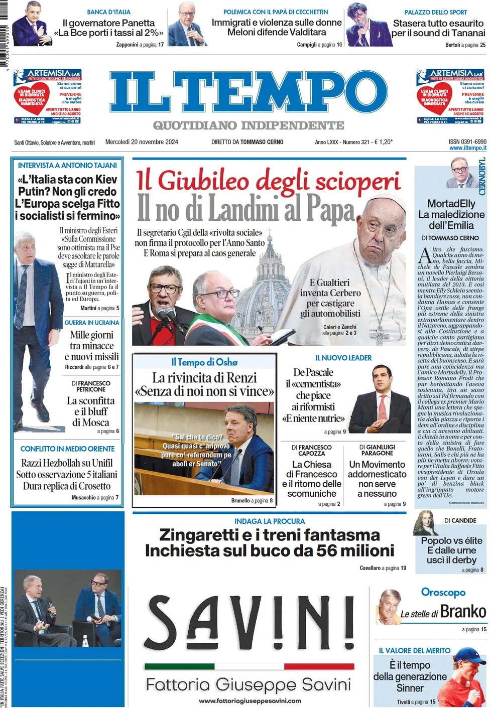 anteprima della prima pagina di Il Tempo