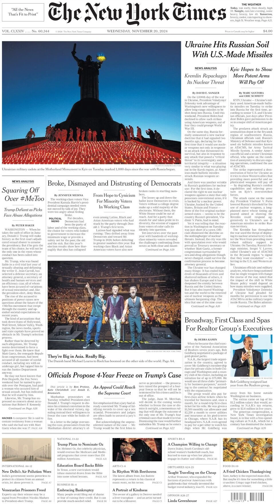 anteprima della prima pagina di The New York Times